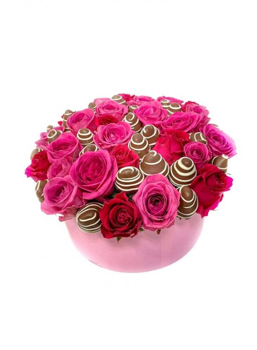 Luxusný box z ruží a jahôd "Soňa"